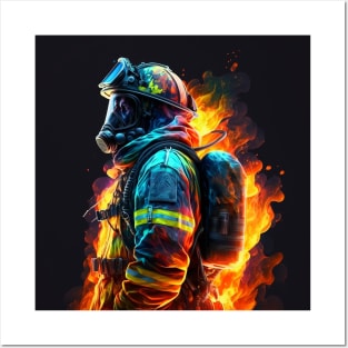 Firefighter Flames Cool Posters and Art